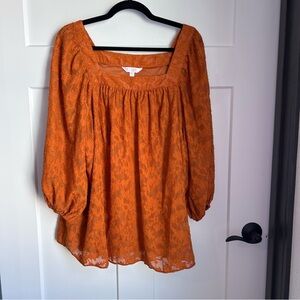 LC Lauren Conrad Women’s Vibrant Orange Lace Blouse Size 1x